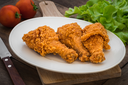 Crispy fried chicken on plateの写真素材