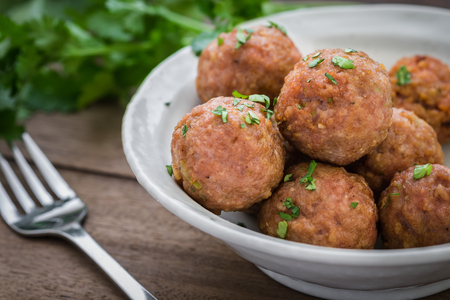 Fried meatballs on plateの写真素材
