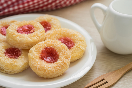 Puff pastry cookies filled with jamの写真素材