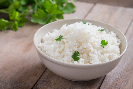 White rice in bowlの写真素材
