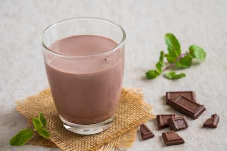 Chocolate milk in glassの写真素材