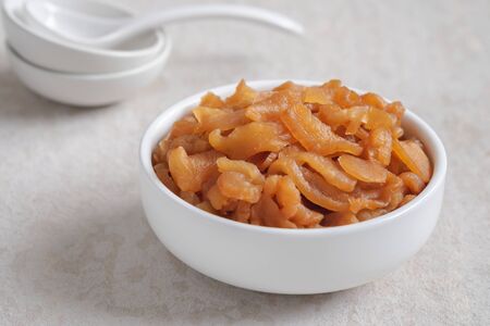 Pickle turnip in white bowl