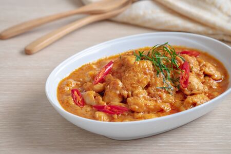 Chicken panang curry in bowl, Thai foodの写真素材