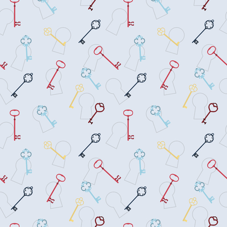 Seamless vector pattern with antique Keysのイラスト素材