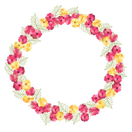 Wreath of stylized raspberries for thank you card, greeting card or invitation.のイラスト素材