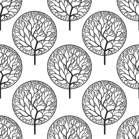 Seamless abstract vector pattern with treesのイラスト素材