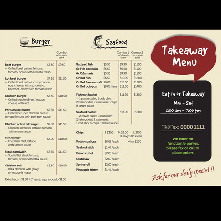takeaway menu side 1のイラスト素材