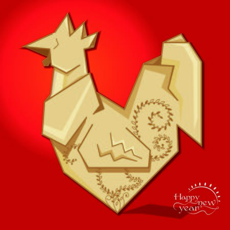 year of rooster 8, happy new yearのイラスト素材