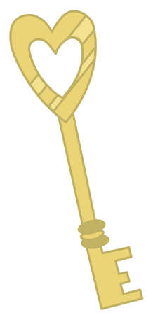 Vector drawing of shiny golden key with heart-shaped head. Romantic cartoon illustration for Valentine's Day, engagement, wedding.のイラスト素材