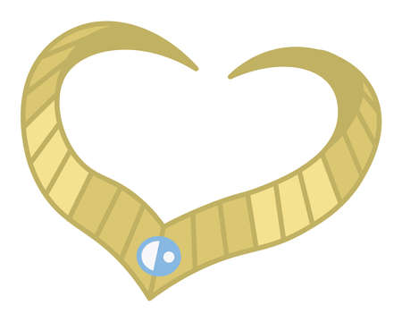 Vector drawing of a golden heart-shaped necklace with small blue diamond. Romantic cartoon illustration for Valentine's Day, engagement, wedding.のイラスト素材