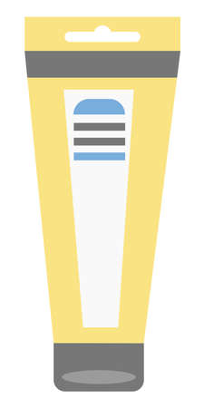 Minimalistic vector drawing of yellow tube of paint in flat style. Art tool illustration. painting supplies.のイラスト素材