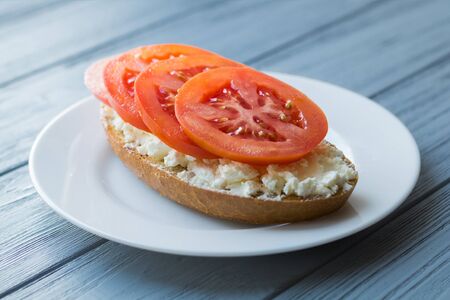 Sandwiches with tomatoes and cheeseの写真素材