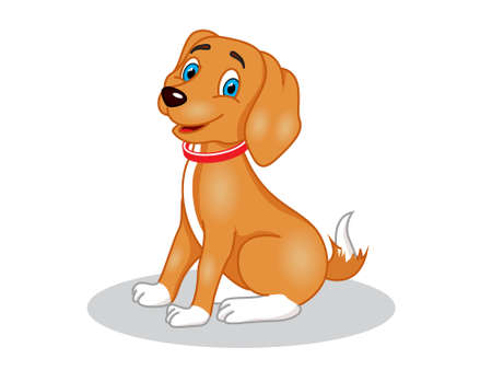 vector sitting smiling dog with white backgroundのイラスト素材