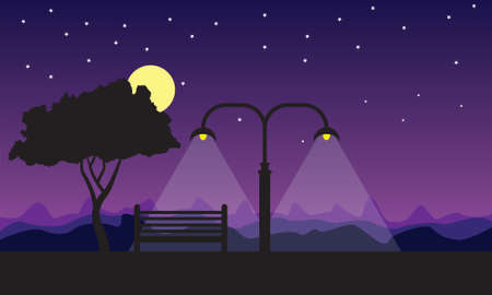 vector night wallpaper with street light.のイラスト素材