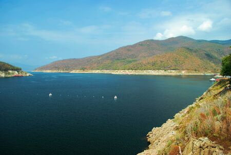 view of dam in northern Thailandの写真素材