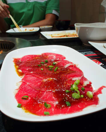 Meat, the sauce is a mixture of Korean barbecue の写真素材