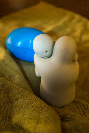 still life with love twin doll and blue heart