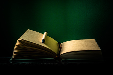 Still life pen and diary on vintage backgroundの写真素材