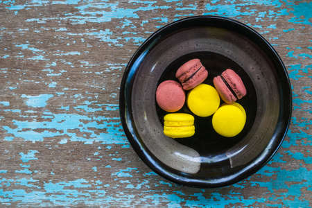 Colorful from mini macaroons in mini plateの写真素材