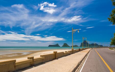 View from roadside famous beach in Gulf of Thailand
