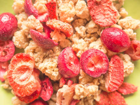 Cereal and dried fruits for good healthyの写真素材