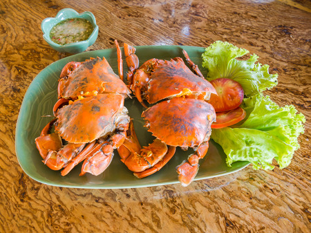 Steamed fresh crab from sea for ready to eatの写真素材