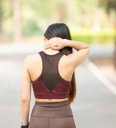 Beautiful Asian women exercise in the park every morning, It is a lifestyle for relaxation and good health of the bodyの写真素材
