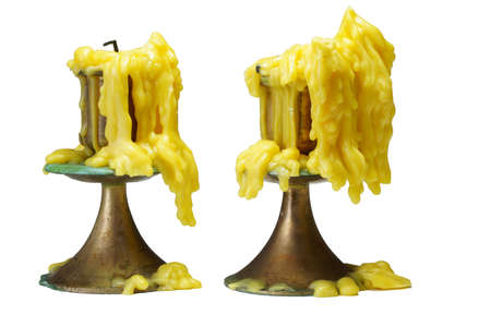 candle drippings are isolated on a white background.の写真素材