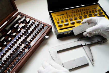 Vernier caliper and scale. Measuring tool and equipment,Gauge Blocks Precision Metricの写真素材