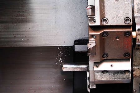 turret head in black for setting various turning.The hi-technology metal working process by CNC turning machine.の写真素材