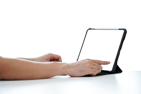 Asian men on video conferencing Video call and communication social networkの写真素材