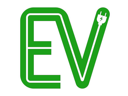 Green electric plug in letter E. Vector illustration of eco-friendly symbol.の写真素材