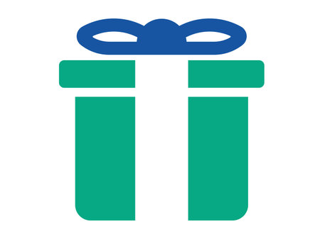 prize icon.Present icon. Glyph style is flat bicolor symbols, cobalt and cyan colors, rounded angles, white background.の写真素材