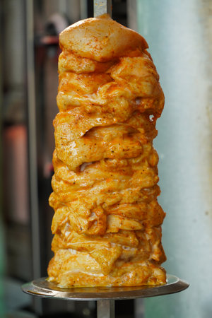 chicken kebab on the street food marketの写真素材