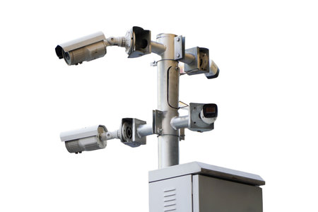 CCTV security camera isolated on a white background with clipping path.security concept
