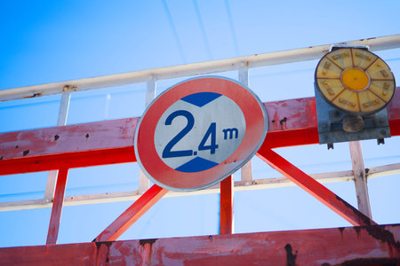 Height limit road sign showing two point four meters