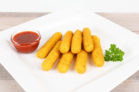fried mozzarella sticks with dipの写真素材