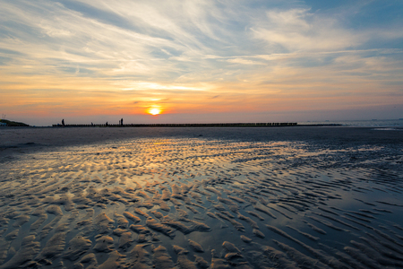 colorful sunset at the north seaの写真素材