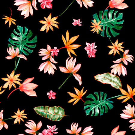 beautiful flower pattern, floral seamless allover design,watercolor flower. Textile Design.wallpaper  with background - illustrationの写真素材