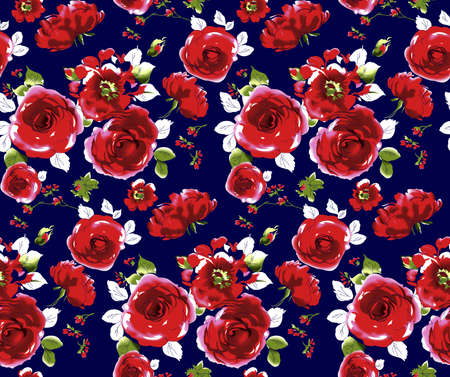 beautiful flower pattern, floral seamless allover design,watercolor flower. Textile Design.wallpaper  with background - illustrationの写真素材