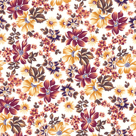 beautiful flower pattern, floral seamless allover design,watercolor flower. Textile Design.wallpaper  with background - illustrationの写真素材