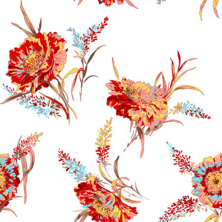 beautiful flower pattern, floral seamless allover design,watercolor flower. Textile Design.wallpaper  with background - illustrationの写真素材