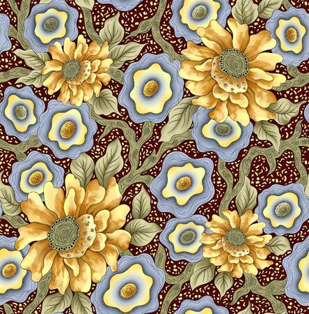 seamless pattern with flower and backgroundの写真素材