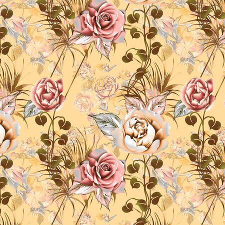 seamless pattern with flower and backgroundの写真素材