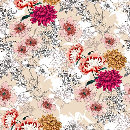 seamless pattern with flower and backgroundの写真素材