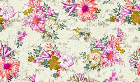 seamless pattern with flower and backgroundの写真素材
