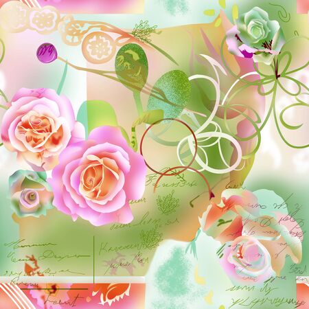 seamless pattern with flower and backgroundの写真素材