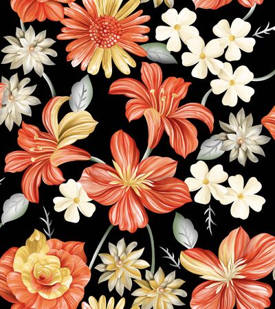 seamless pattern with flower and backgroundの写真素材