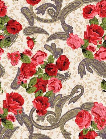 seamless pattern with flower and backgroundの写真素材
