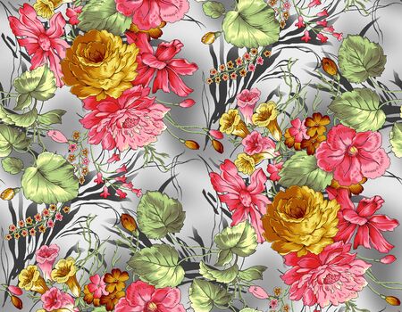 seamless pattern with flower and backgroundの写真素材